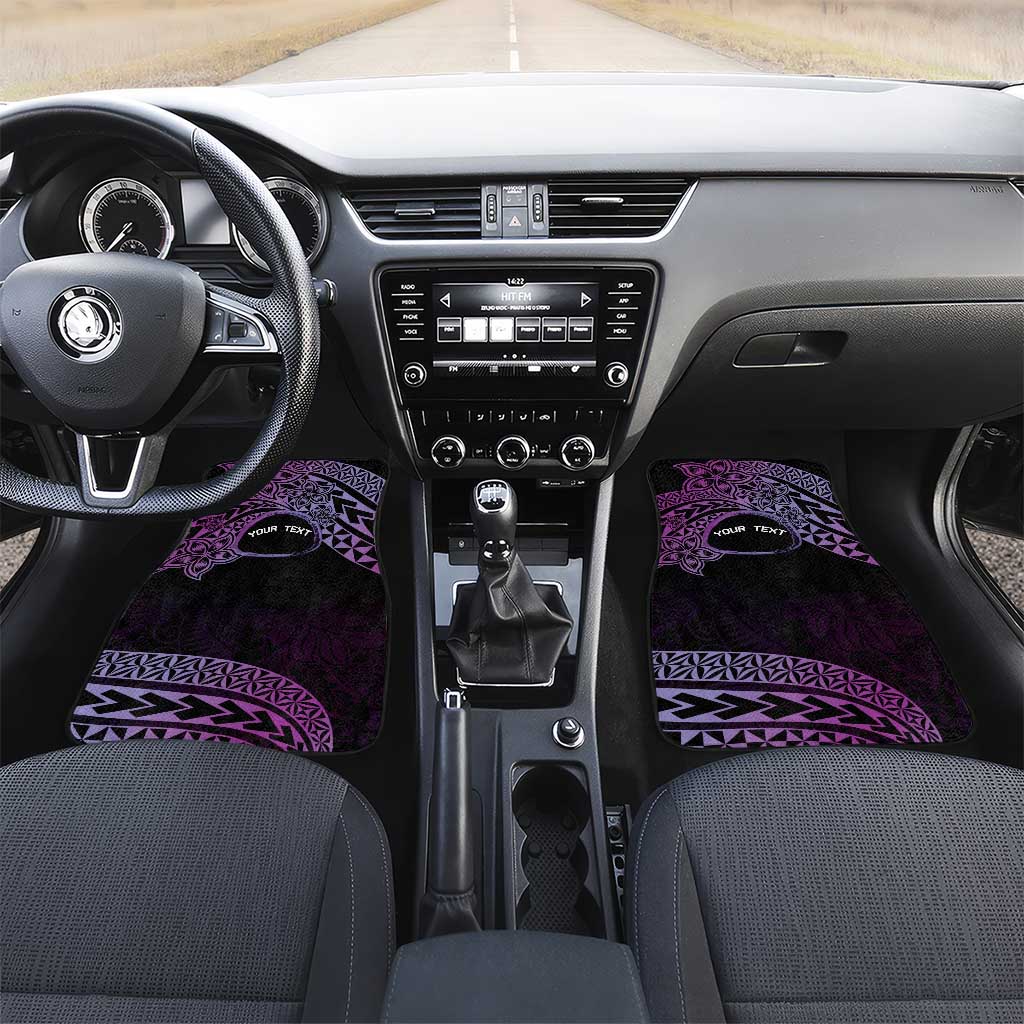 Personalised Pohnpei Nukuoro Micronesia Car Mats Polynesian Tattoo Curves Purple Version LT14 Set 2pcs - Front Purple - Polynesian Pride