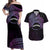 Personalised Pohnpei Nukuoro Micronesia Couples Matching Off Shoulder Maxi Dress and Hawaiian Shirt Polynesian Tattoo Curves Purple Version