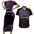 Personalised Pohnpei Nukuoro Micronesia Couples Matching Short Sleeve Bodycon Dress and Hawaiian Shirt Polynesian Tattoo Curves Purple Version