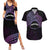 Personalised Pohnpei Nukuoro Micronesia Couples Matching Summer Maxi Dress and Hawaiian Shirt Polynesian Tattoo Curves Purple Version