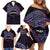 Personalised Pohnpei Nukuoro Micronesia Family Matching Off Shoulder Short Dress and Hawaiian Shirt Polynesian Tattoo Curves Purple Version