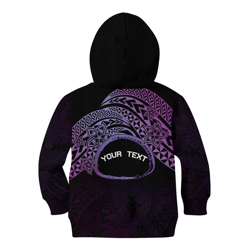 Personalised Pohnpei Nukuoro Micronesia Kid Hoodie Polynesian Tattoo Curves Purple Version LT14 - Polynesian Pride