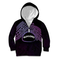 Personalised Pohnpei Nukuoro Micronesia Kid Hoodie Polynesian Tattoo Curves Purple Version LT14 Zip Hoodie Purple - Polynesian Pride