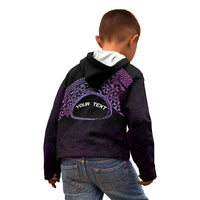 Personalised Pohnpei Nukuoro Micronesia Kid Hoodie Polynesian Tattoo Curves Purple Version LT14 - Polynesian Pride