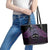 Personalised Pohnpei Nukuoro Micronesia Leather Tote Bag Polynesian Tattoo Curves Purple Version