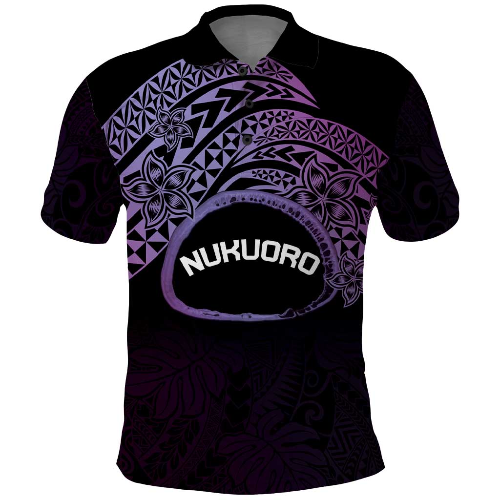 Personalised Pohnpei Nukuoro Micronesia Polo Shirt Polynesian Tattoo Curves Purple Version