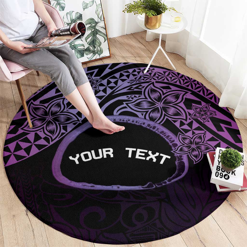 Personalised Pohnpei Nukuoro Micronesia Round Carpet Polynesian Tattoo Curves Purple Version LT14 - Polynesian Pride