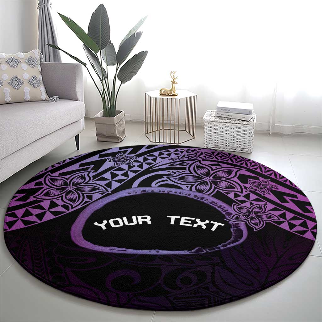 Personalised Pohnpei Nukuoro Micronesia Round Carpet Polynesian Tattoo Curves Purple Version LT14 - Polynesian Pride