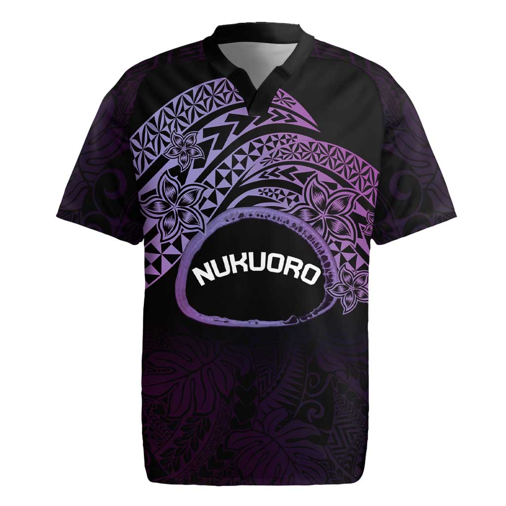 Personalised Pohnpei Nukuoro Micronesia Rugby Jersey Polynesian Tattoo Curves Purple Version LT14 Purple - Polynesian Pride