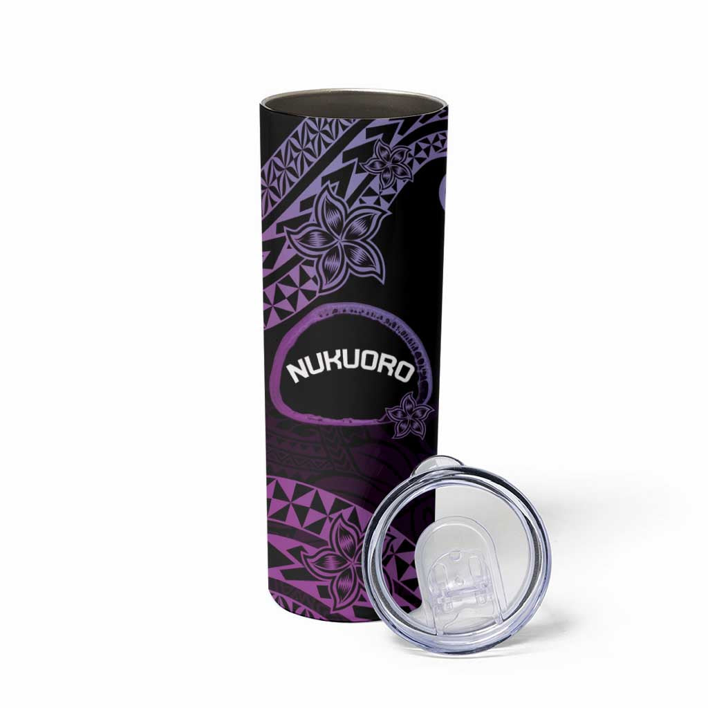 Personalised Pohnpei Nukuoro Micronesia Skinny Tumbler Polynesian Tattoo Curves Purple Version LT14 - Polynesian Pride