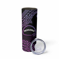 Personalised Pohnpei Nukuoro Micronesia Skinny Tumbler Polynesian Tattoo Curves Purple Version LT14 - Polynesian Pride