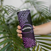 Personalised Pohnpei Nukuoro Micronesia Skinny Tumbler Polynesian Tattoo Curves Purple Version LT14 - Polynesian Pride