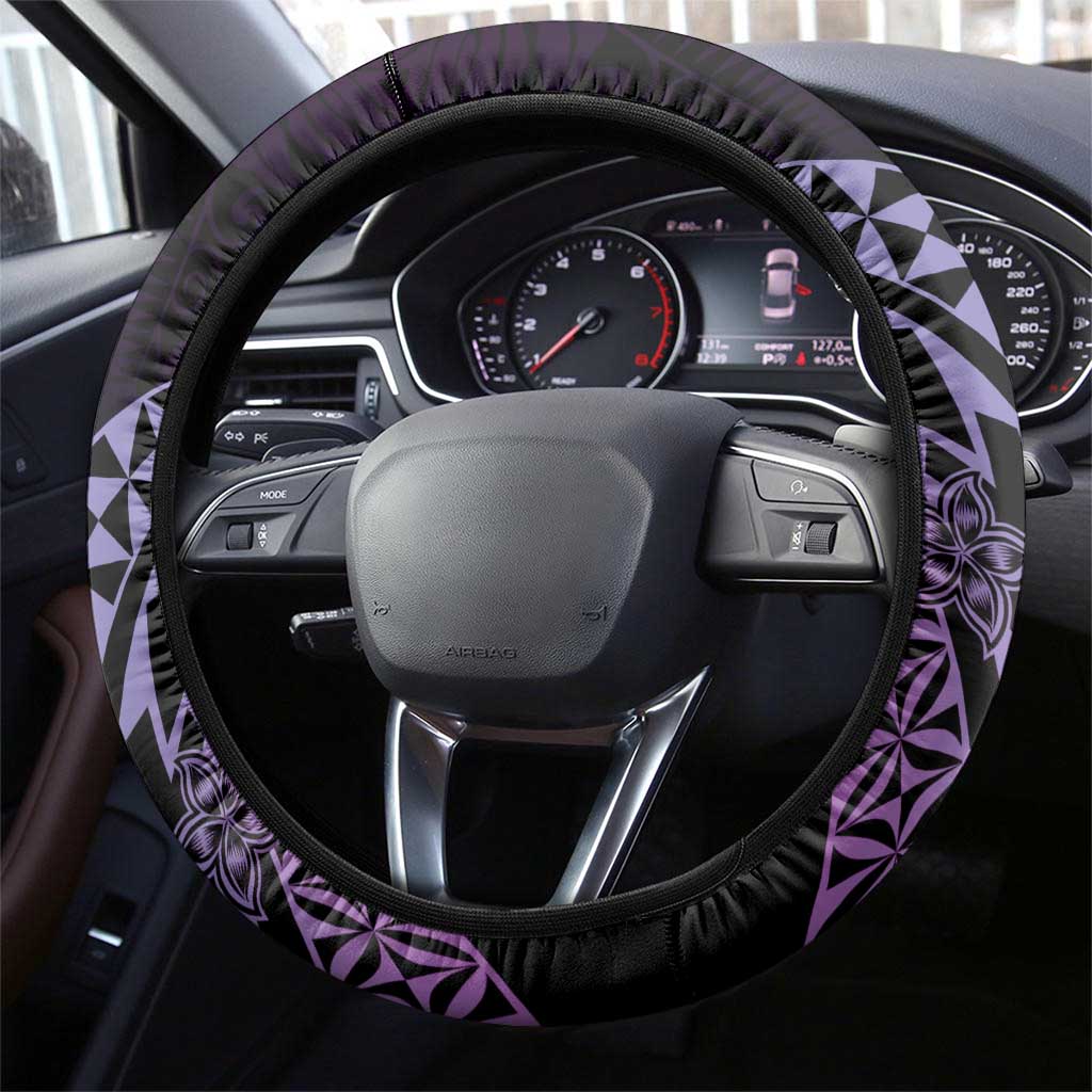 Pohnpei Nukuoro Micronesia Steering Wheel Cover Polynesian Tattoo Curves Purple Version LT14 - Polynesian Pride