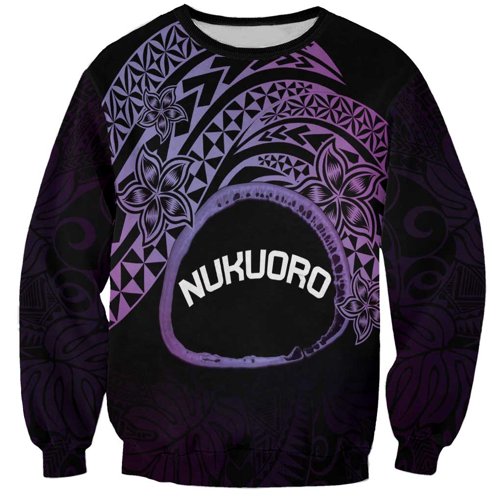 Personalised Pohnpei Nukuoro Micronesia Sweatshirt Polynesian Tattoo Curves Purple Version