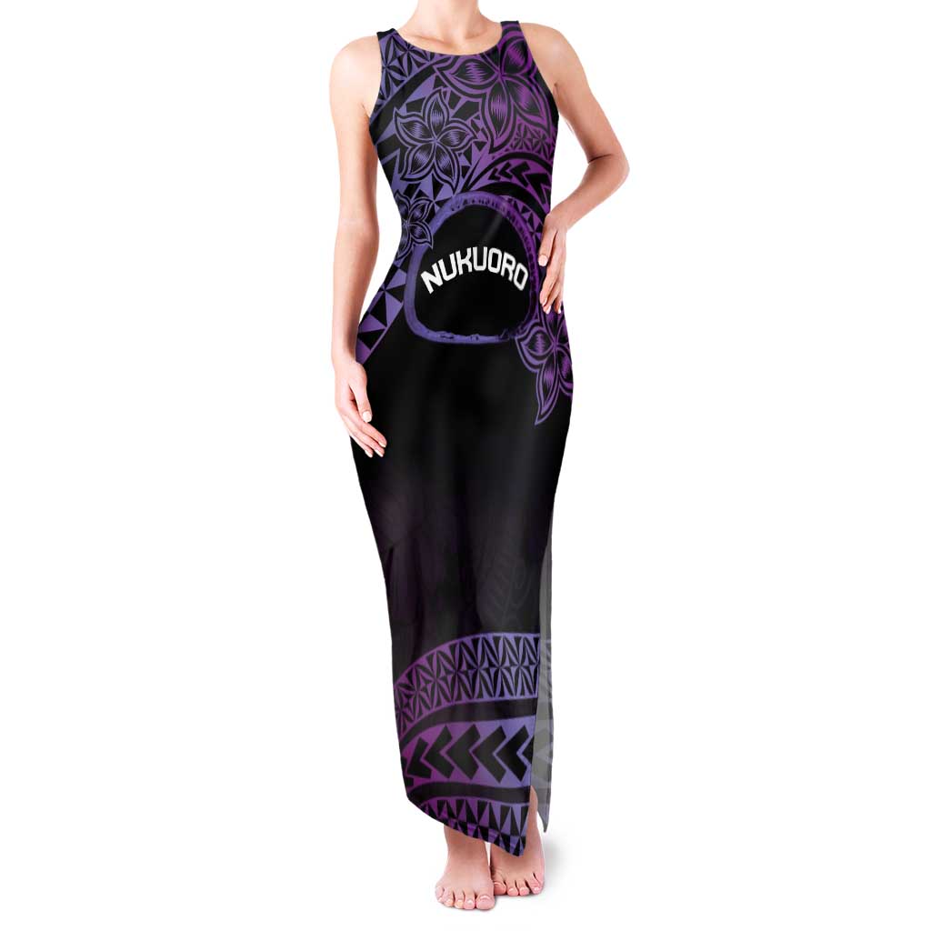 Personalised Pohnpei Nukuoro Micronesia Tank Maxi Dress Polynesian Tattoo Curves Purple Version