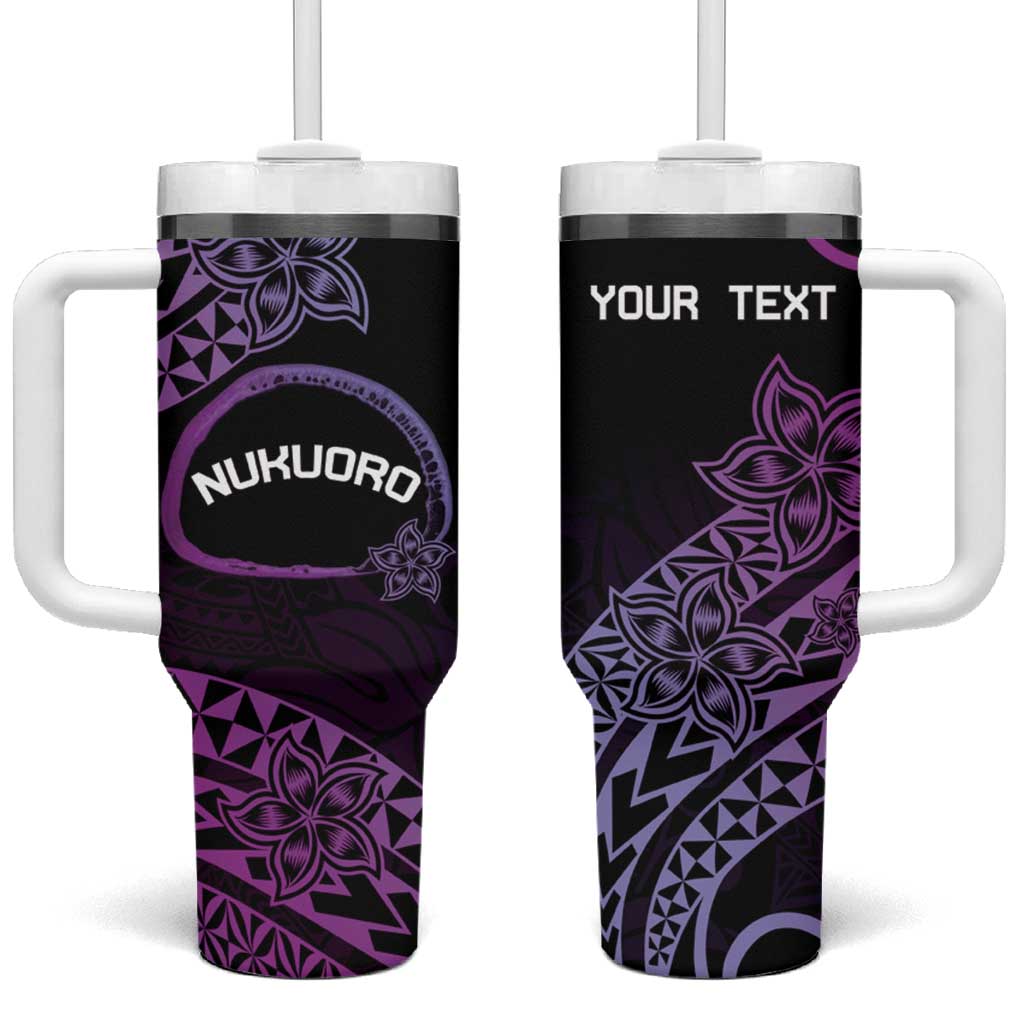 Personalised Pohnpei Nukuoro Micronesia Tumbler With Handle Polynesian Tattoo Curves Purple Version LT14 One Size: 40 oz Purple - Polynesian Pride