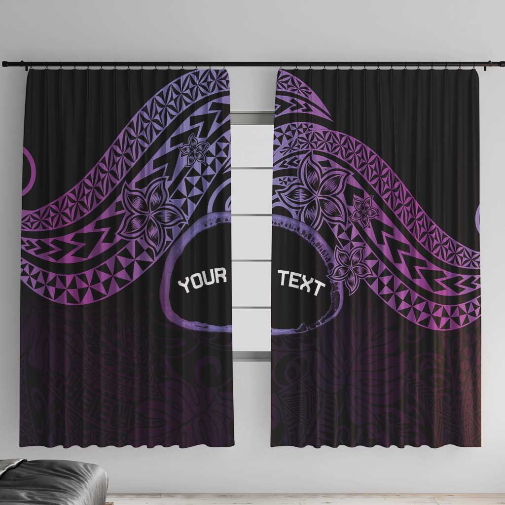 Personalised Pohnpei Nukuoro Micronesia Window Curtain Polynesian Tattoo Curves Purple Version LT14 With Hooks Purple - Polynesian Pride