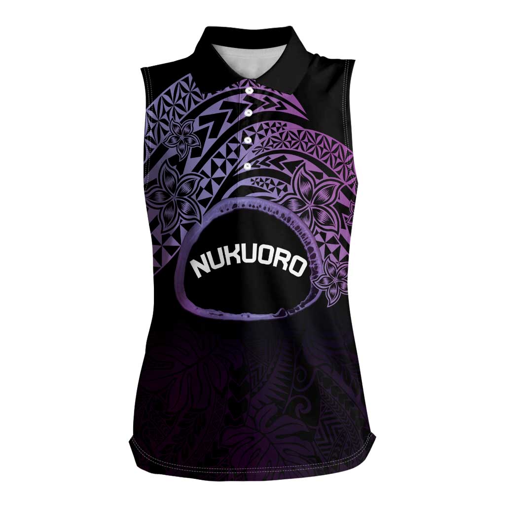 Personalised Pohnpei Nukuoro Micronesia Women Sleeveless Polo Shirt Polynesian Tattoo Curves Purple Version