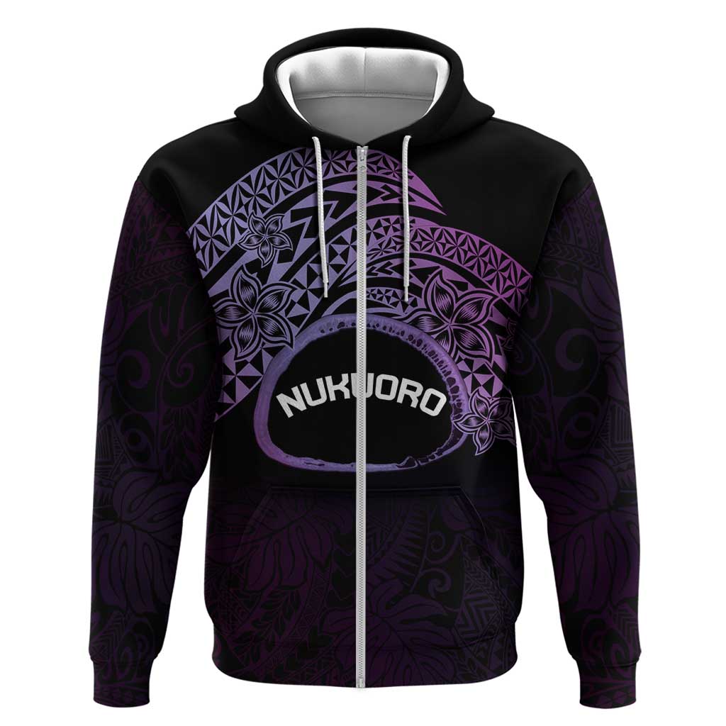 Personalised Pohnpei Nukuoro Micronesia Zip Hoodie Polynesian Tattoo Curves Purple Version LT14 Zip Hoodie Purple - Polynesian Pride