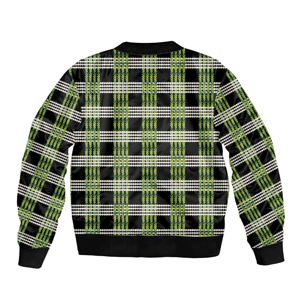 Aloha Hawaii Pakalana Pikake Lei Bomber Jacket Palaka Inspired Hawaiian-plaid Black LT14 - Polynesian Pride