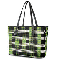 Aloha Hawaii Pakalana Pikake Lei Leather Tote Bag Palaka Inspired Hawaiian-plaid Black LT14 - Polynesian Pride