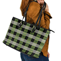 Aloha Hawaii Pakalana Pikake Lei Leather Tote Bag Palaka Inspired Hawaiian-plaid Black LT14 - Polynesian Pride