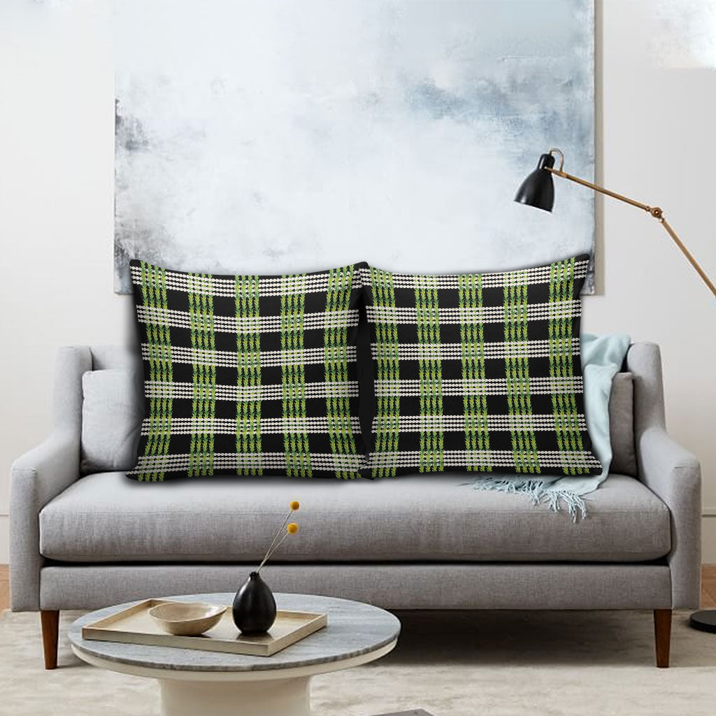 Aloha Hawaii Pakalana Pikake Lei Pillow Cover Palaka Inspired Hawaiian-plaid Black LT14 - Polynesian Pride