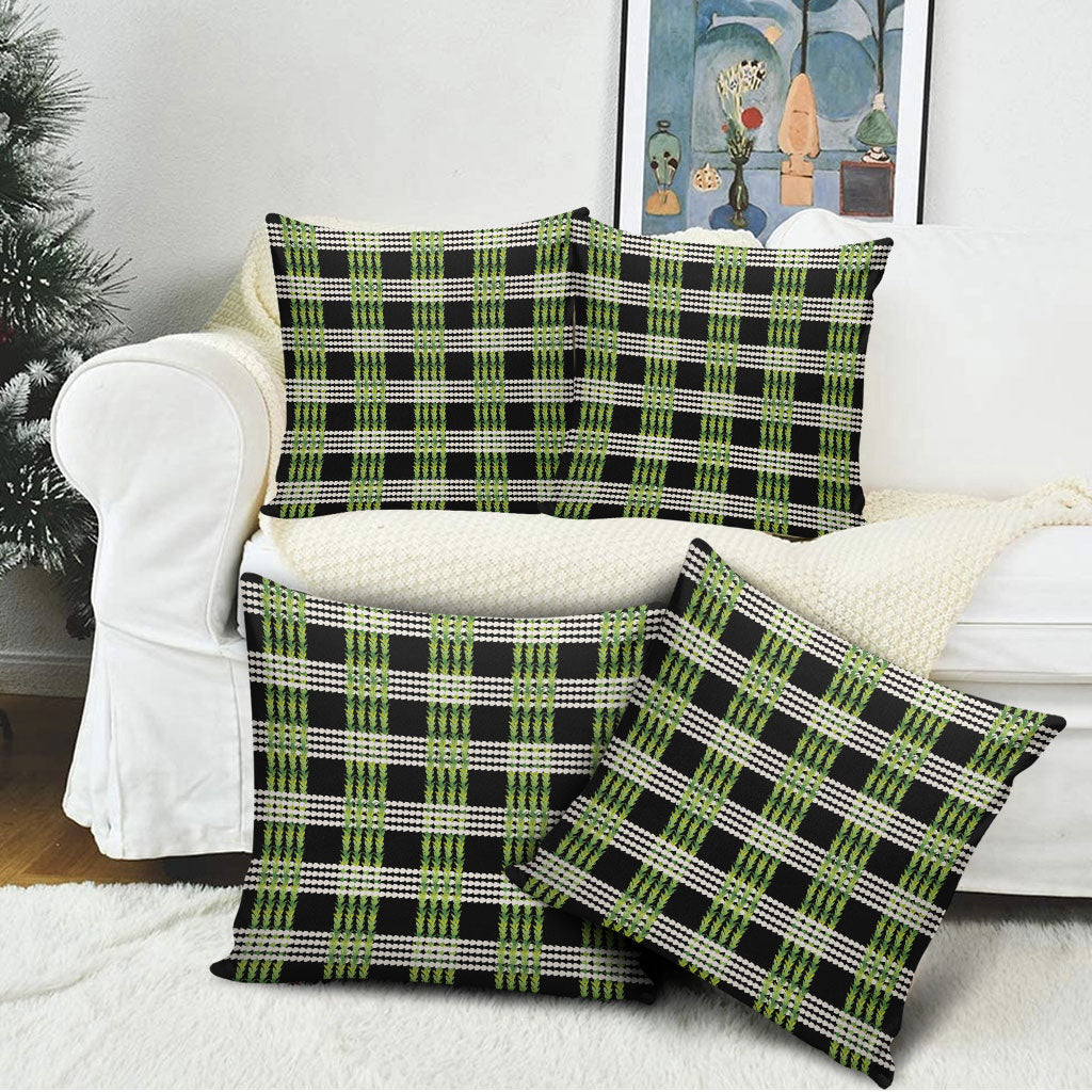 Aloha Hawaii Pakalana Pikake Lei Pillow Cover Palaka Inspired Hawaiian-plaid Black LT14 - Polynesian Pride