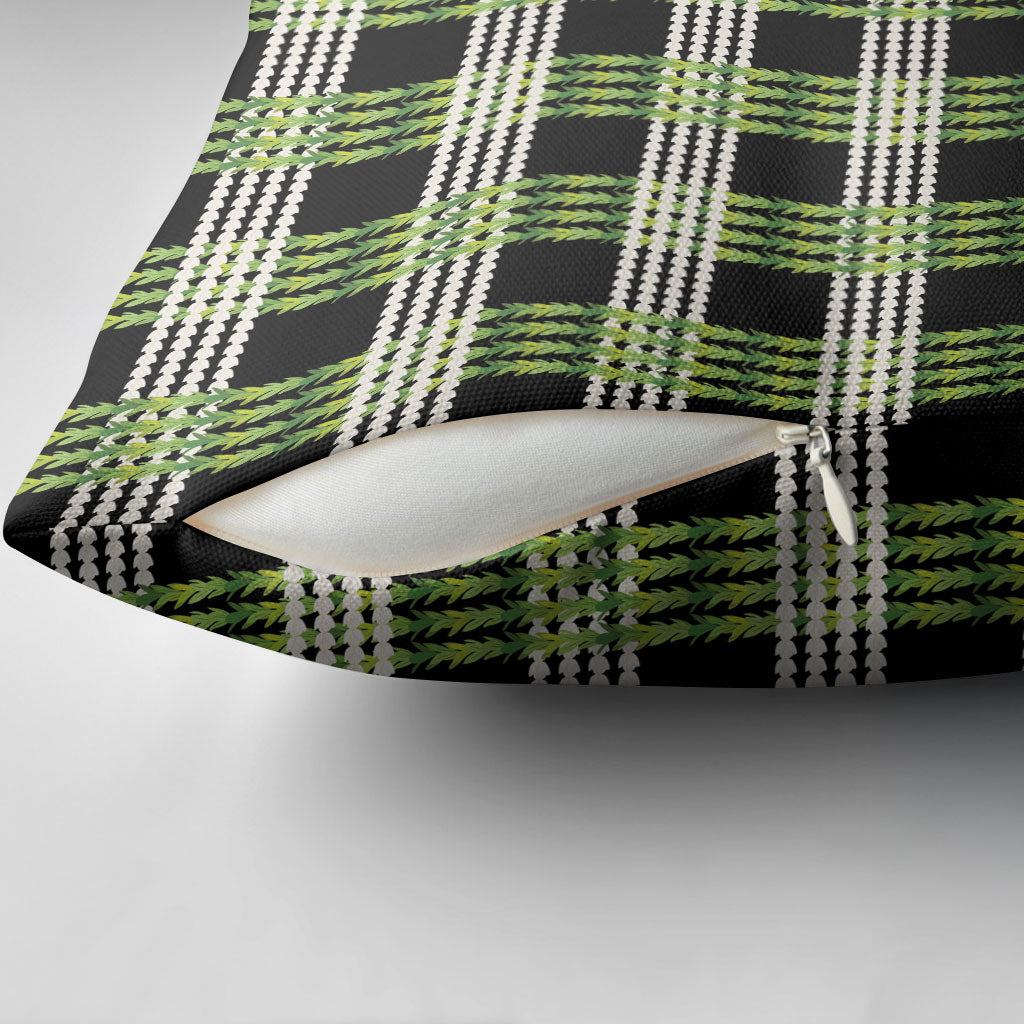 Aloha Hawaii Pakalana Pikake Lei Pillow Cover Palaka Inspired Hawaiian-plaid Black LT14 - Polynesian Pride