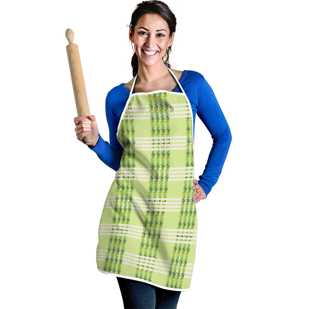 Aloha Hawaii Pakalana Pikake Lei Apron Palaka Inspired Hawaiian-plaid Pastel Green LT14 - Polynesian Pride