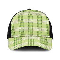 Aloha Hawaii Pakalana Pikake Lei Baseball Net Cap Palaka Inspired Hawaiian-plaid Pastel Green LT14 One Size Black Green - Polynesian Pride