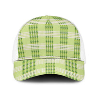 Aloha Hawaii Pakalana Pikake Lei Baseball Net Cap Palaka Inspired Hawaiian-plaid Pastel Green LT14 One Size White Green - Polynesian Pride