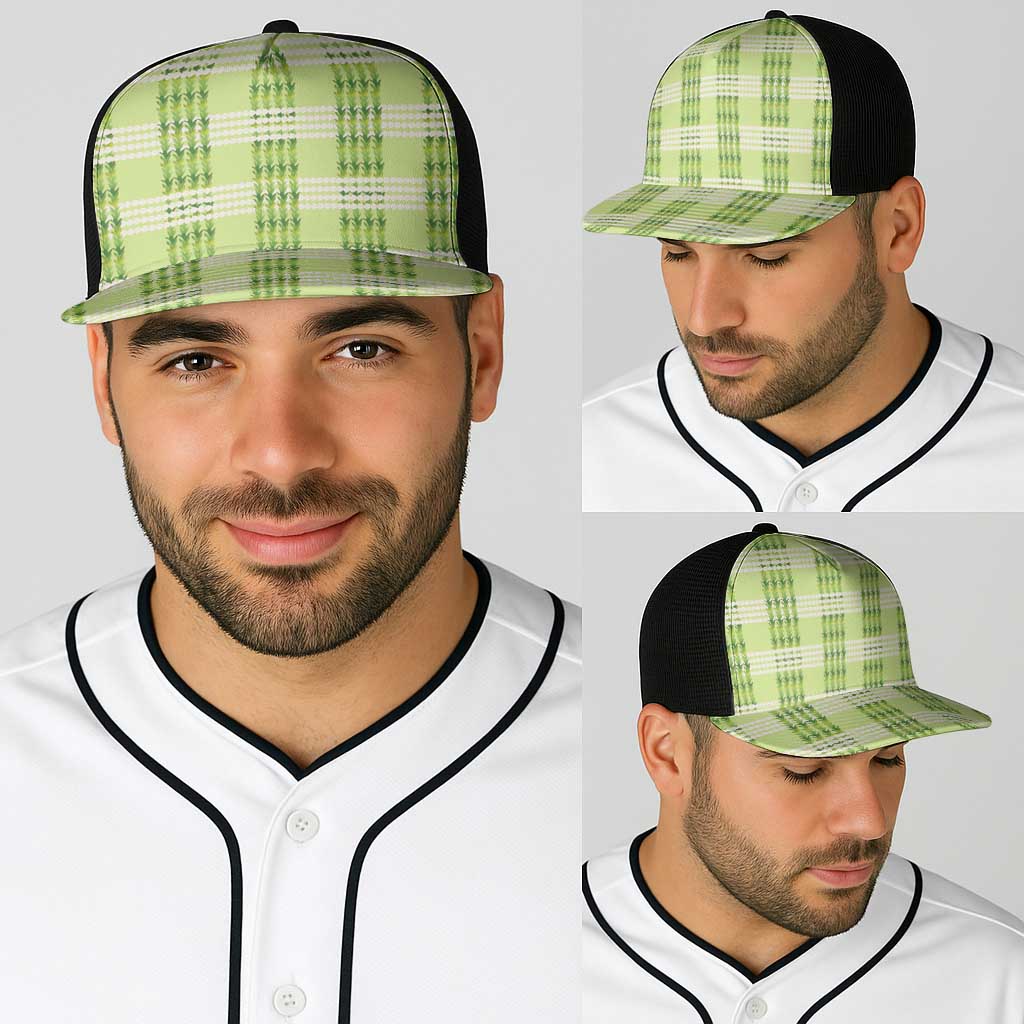 Aloha Hawaii Pakalana Pikake Lei Baseball Net Cap Palaka Inspired Hawaiian-plaid Pastel Green LT14 - Polynesian Pride
