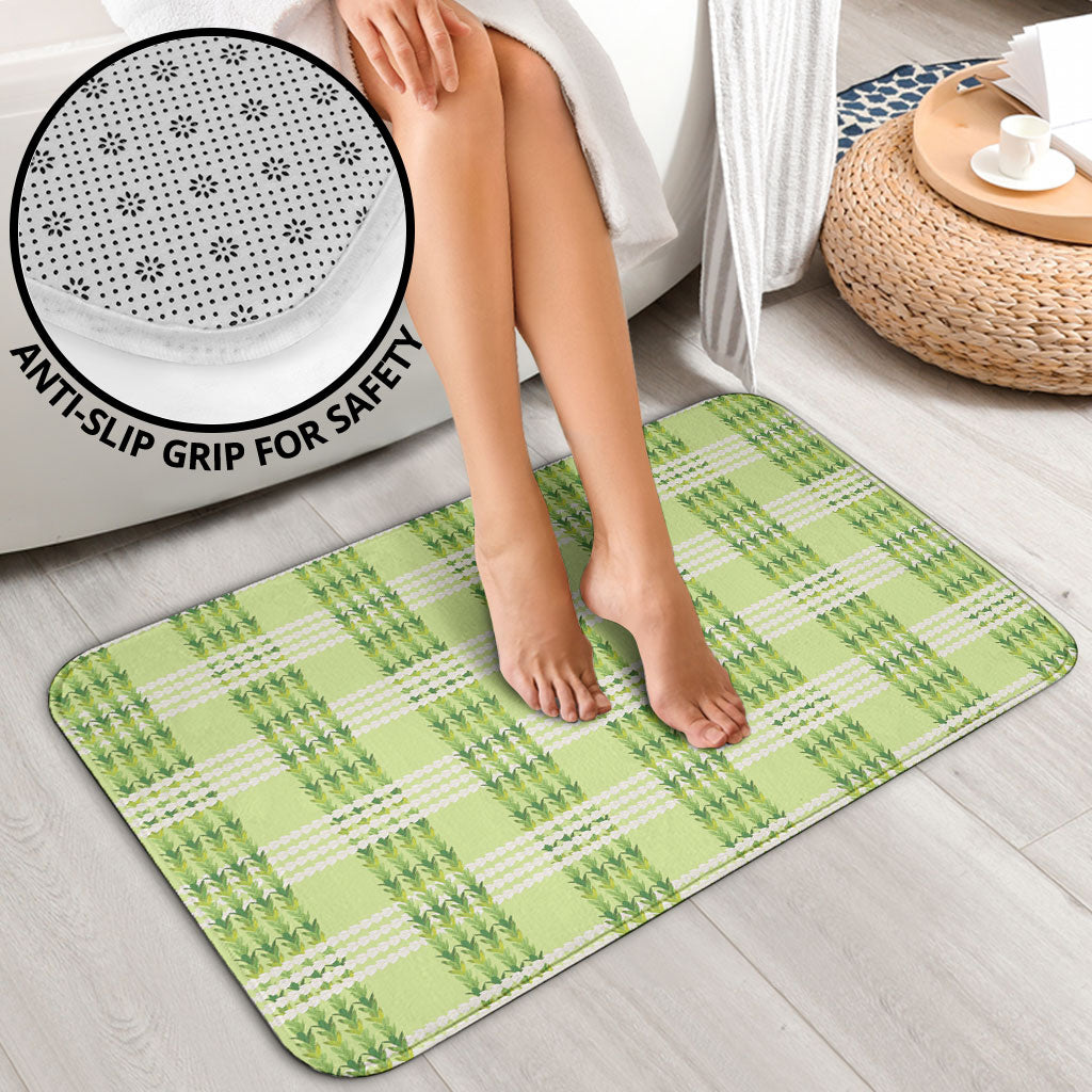Aloha Hawaii Pakalana Pikake Lei Bathroom Set Palaka Inspired Hawaiian-plaid Pastel Green LT14 - Polynesian Pride