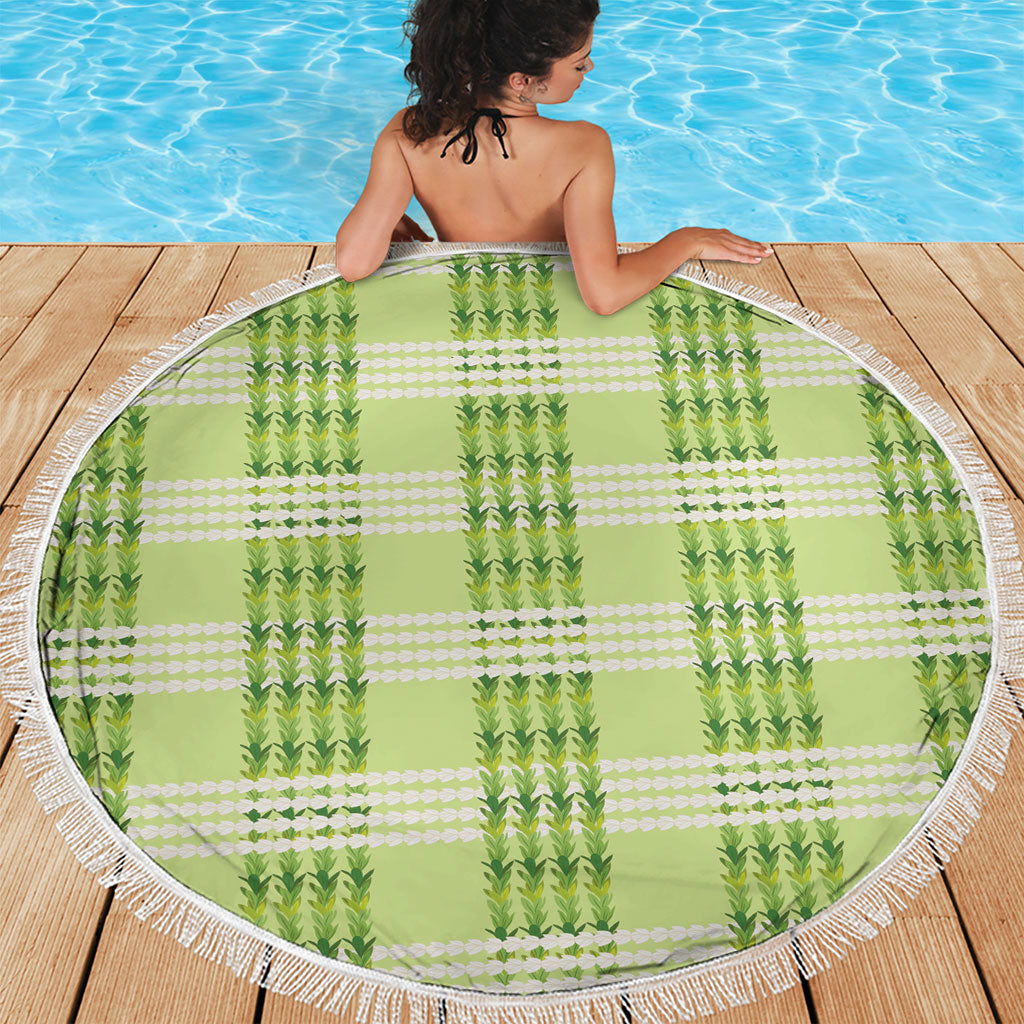 Aloha Hawaii Pakalana Pikake Lei Beach Blanket Palaka Inspired Hawaiian-plaid Pastel Green LT14 - Polynesian Pride