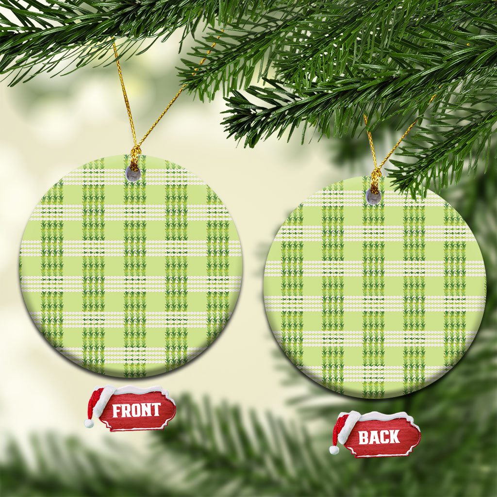 Aloha Hawaii Pakalana Pikake Lei Ceramic Ornament Palaka Inspired Hawaiian-plaid Pastel Green LT14 Circle Green - Polynesian Pride