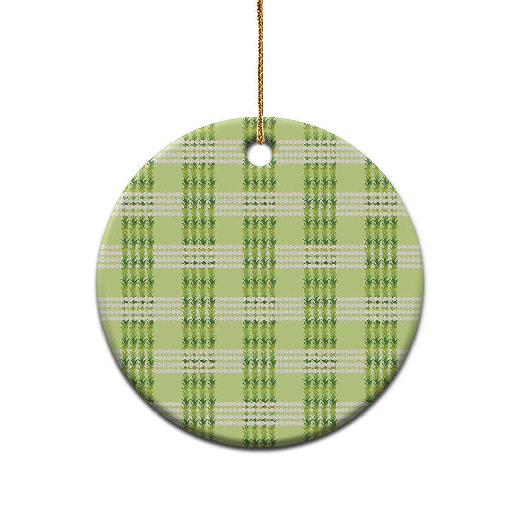 Aloha Hawaii Pakalana Pikake Lei Ceramic Ornament Palaka Inspired Hawaiian-plaid Pastel Green LT14 - Polynesian Pride