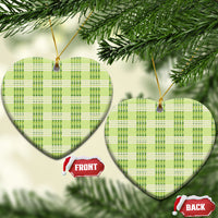 Aloha Hawaii Pakalana Pikake Lei Ceramic Ornament Palaka Inspired Hawaiian-plaid Pastel Green LT14 Heart Green - Polynesian Pride