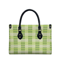 Aloha Hawaii Pakalana Pikake Lei Leather Bag Palaka Inspired Hawaiian-plaid Pastel Green LT14 - Polynesian Pride