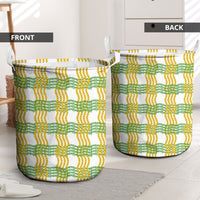 Aloha Hawaii Ilima Maile Lei Laundry Basket Palaka Inspired Hawaiian-plaid White LT14 - Polynesian Pride