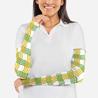 Aloha Hawaii Ilima Maile Lei Arm Sleeves Palaka Inspired Hawaiian-plaid White LT14 - Polynesian Pride