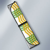 Aloha Hawaii Ilima Maile Lei Auto Sun Shade Palaka Inspired Hawaiian-plaid White LT14 - Polynesian Pride