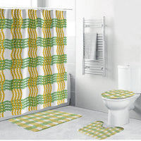 Aloha Hawaii Ilima Maile Lei Bathroom Set Palaka Inspired Hawaiian-plaid White LT14 Bathroom Set (4 pcs) White - Polynesian Pride
