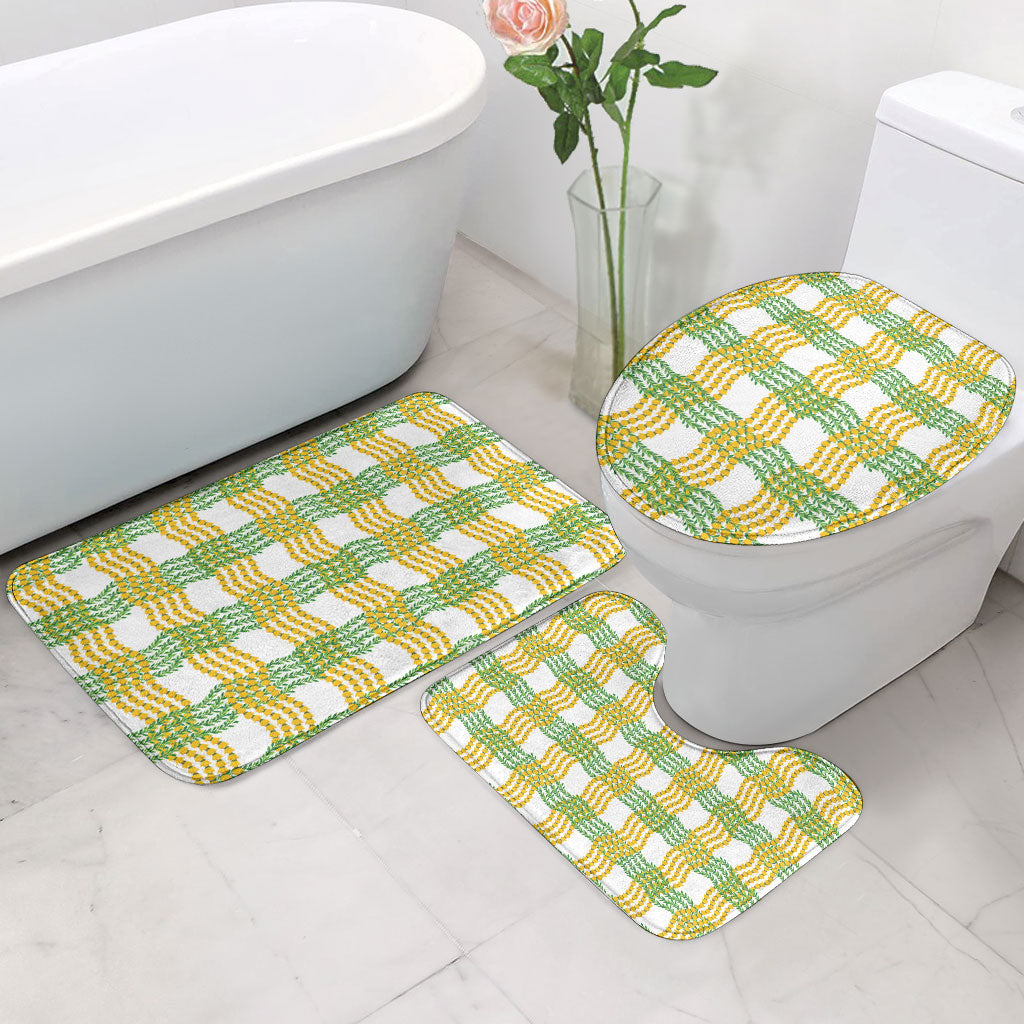 Aloha Hawaii Ilima Maile Lei Bathroom Set Palaka Inspired Hawaiian-plaid White LT14 - Polynesian Pride