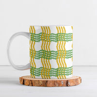 Aloha Hawaii Ilima Maile Lei Ceramic Mug Palaka Inspired Hawaiian-plaid White LT14 White - Polynesian Pride