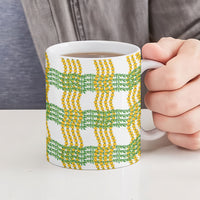 Aloha Hawaii Ilima Maile Lei Ceramic Mug Palaka Inspired Hawaiian-plaid White LT14 - Polynesian Pride