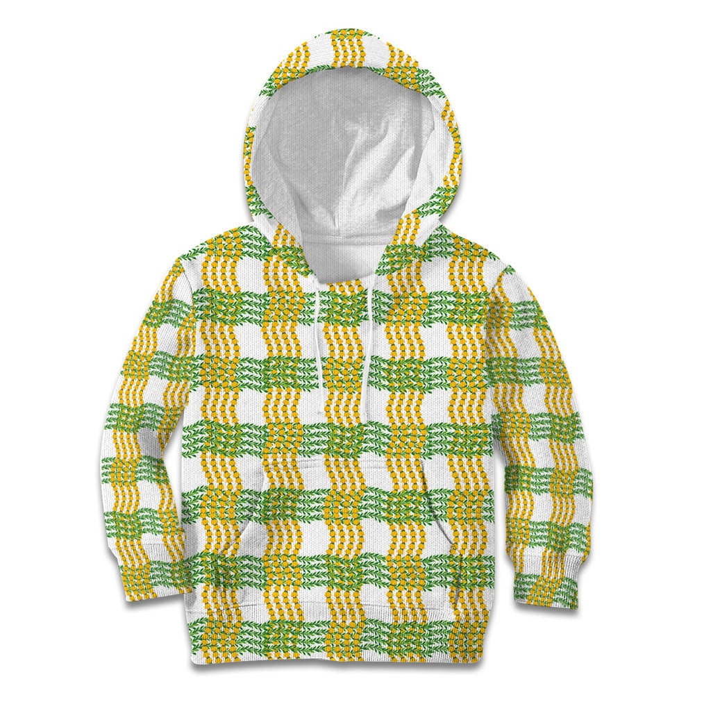 Aloha Hawaii Ilima Maile Lei Kid Hoodie Palaka Inspired Hawaiian-plaid White LT14 Hoodie White - Polynesian Pride