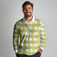 Aloha Hawaii Ilima Maile Lei Long Sleeve Polo Shirt Palaka Inspired Hawaiian-plaid White LT14 - Polynesian Pride