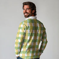 Aloha Hawaii Ilima Maile Lei Long Sleeve Polo Shirt Palaka Inspired Hawaiian-plaid White LT14 - Polynesian Pride