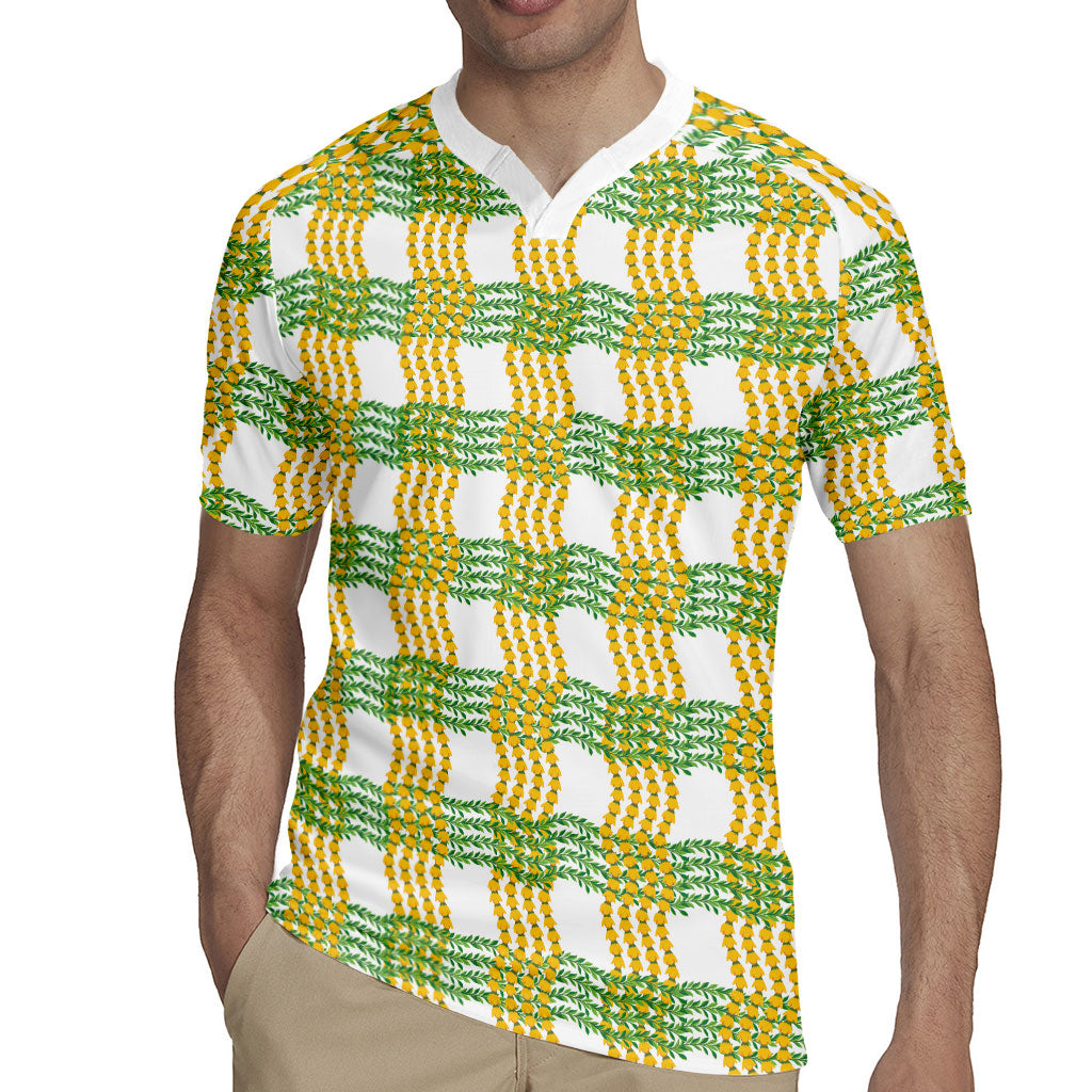 Aloha Hawaii Ilima Maile Lei Rugby Jersey Palaka Inspired Hawaiian-plaid White LT14 - Polynesian Pride